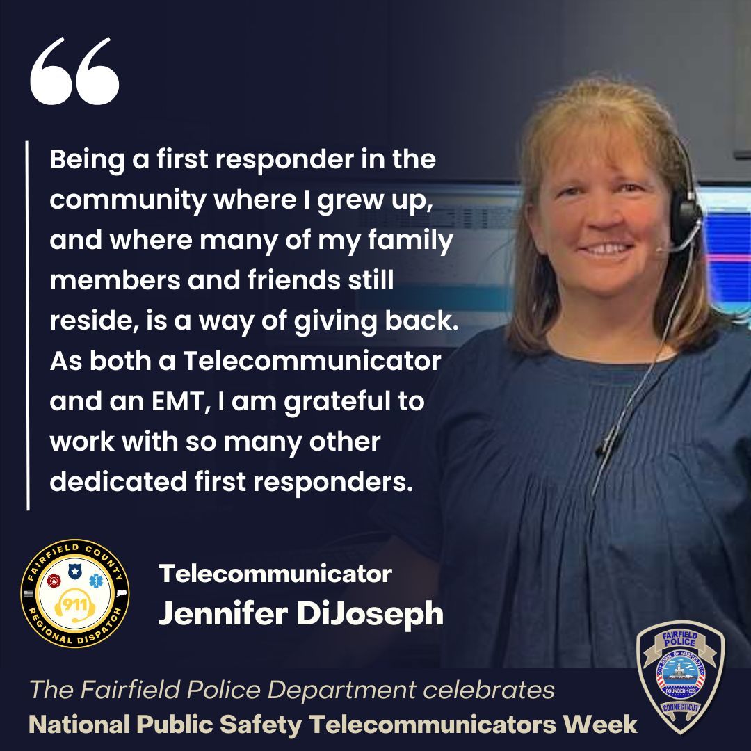 Today, as part of National Public Safety Telecommunicators Week, we're honored to shine a spotlight on Telecommunicator Jennifer DiJoseph! Join us in celebrating the dedication of our telecommunicator and their commitment to keeping our community safe! 💙 #NPSTW2024