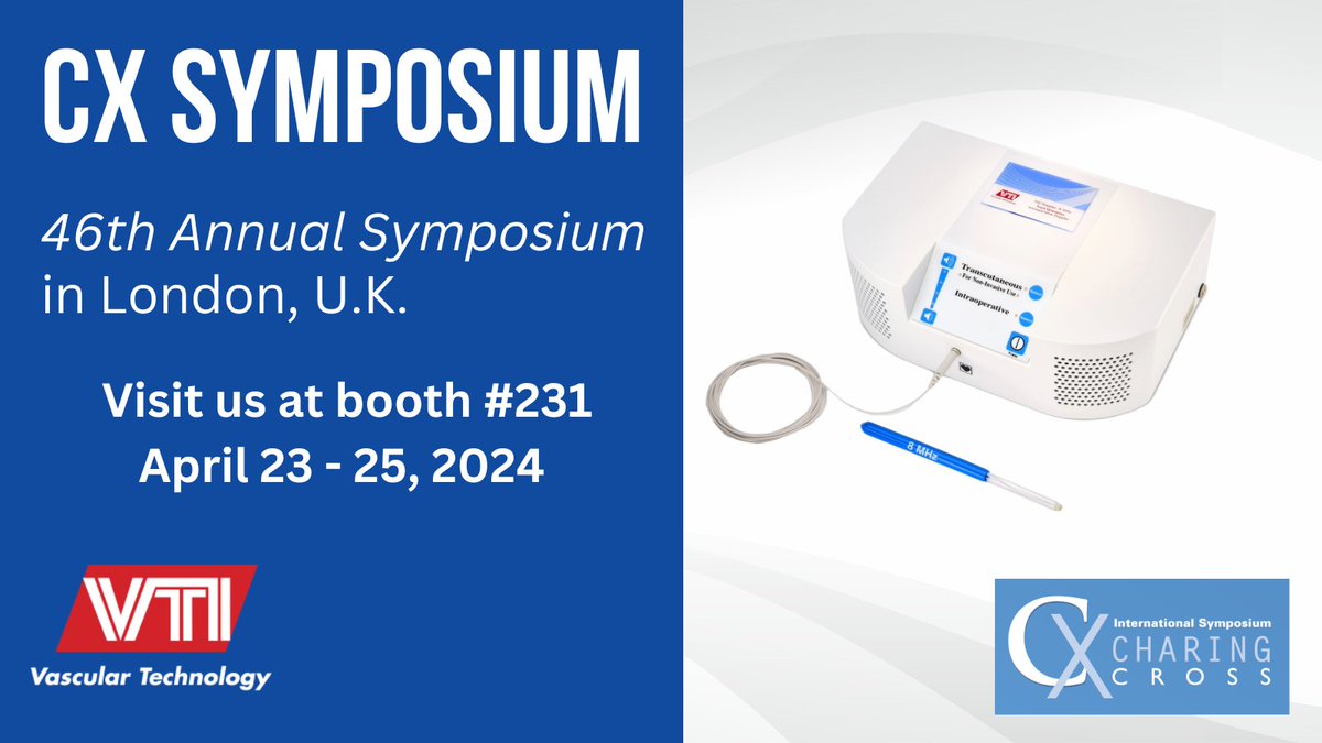 The Charing Cross Symposium 2024 is just around the corner! We're excited to showcase our latest solutions for the surgical suite, including our surgical Doppler systems. Visit us at #CX2024 booth #231 in London! Learn more 👉 vti-online.com/products/doppl… #VTI #VascularSurgery