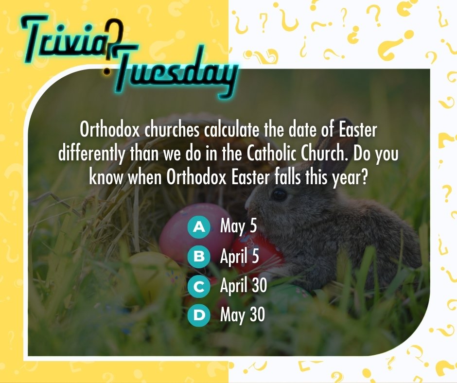 This disagreement over the date of Easter stretches back quite a ways...  (The correct answer is 'A - May 5.)