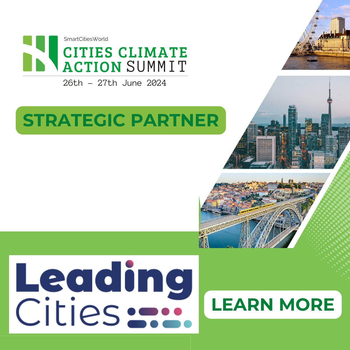 Excited to announce @leadingcities as a strategic partner for Cities Climate Action Summit - the only climate action event dedicated to addressing climate issues facing the worlds cities. Partner with us smartcitiesworld.net/get-involved #CCAS2024 #leadingcities