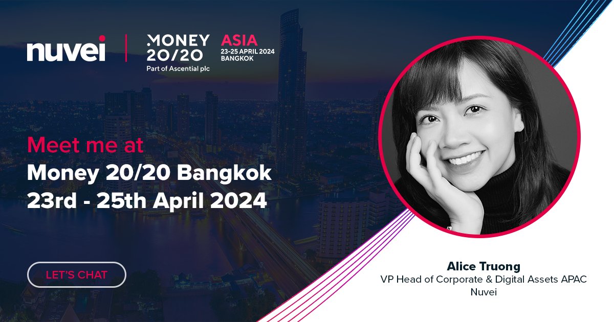 Are you heading to @Money2020 in Bangkok this year? If you’d like to find out how Nuvei can accelerate payments for your business, make sure you meet with Alice Truong for a chat about how our technology can increase your revenue. See you there!