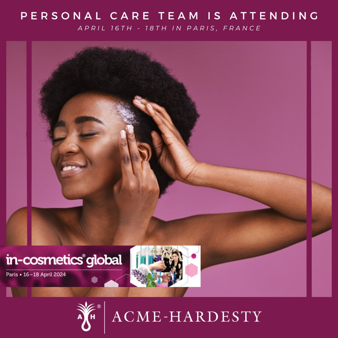 Connect, inspire, and innovate at in-cosmetics Global, starting today!!

👋 Who: Personal Care Team
🎉 Where: @incosmetics Global
📅 When: April 16 - 18th, 2024
🌟 Where: Paris, France

#ahtravels #incosglobal #innovation #acmehardestypersonalcare #beautybeginshere