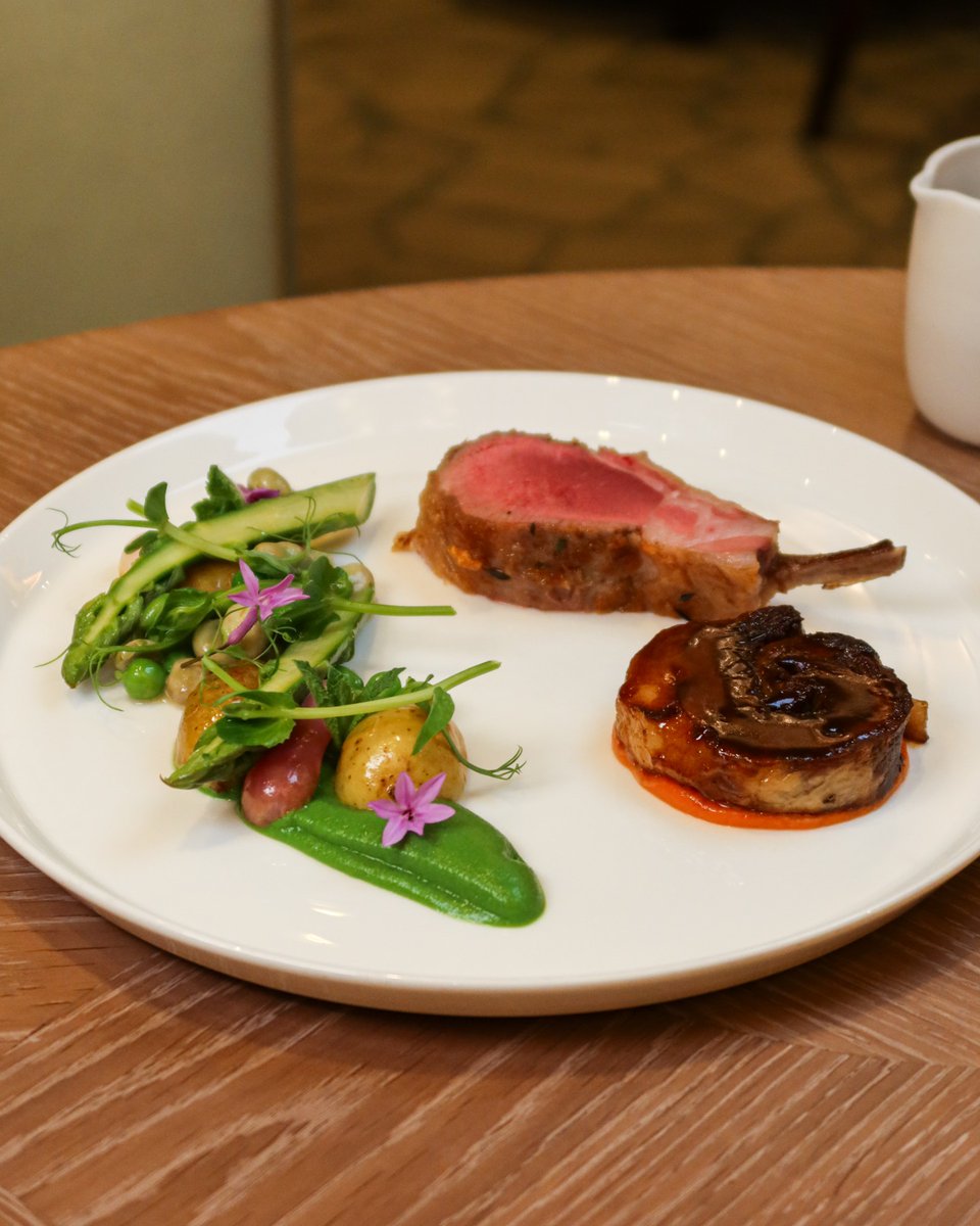 Full of the joys of the season. HG Walter Herdwick lamb rack and belly with spring vegetables and pea pureé.