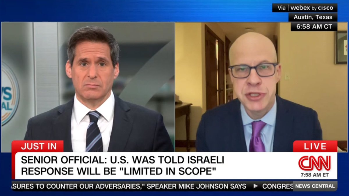 Media: @MaxBoot to @JohnBerman, who asks whether the #US engagement in deflecting #Iran's attack on #Israel will give @JoeBiden's messages more weight: '@Netanyahu has certainly ignored advice from President #Biden in recent months to wind down the operation in #Gaza and limit…