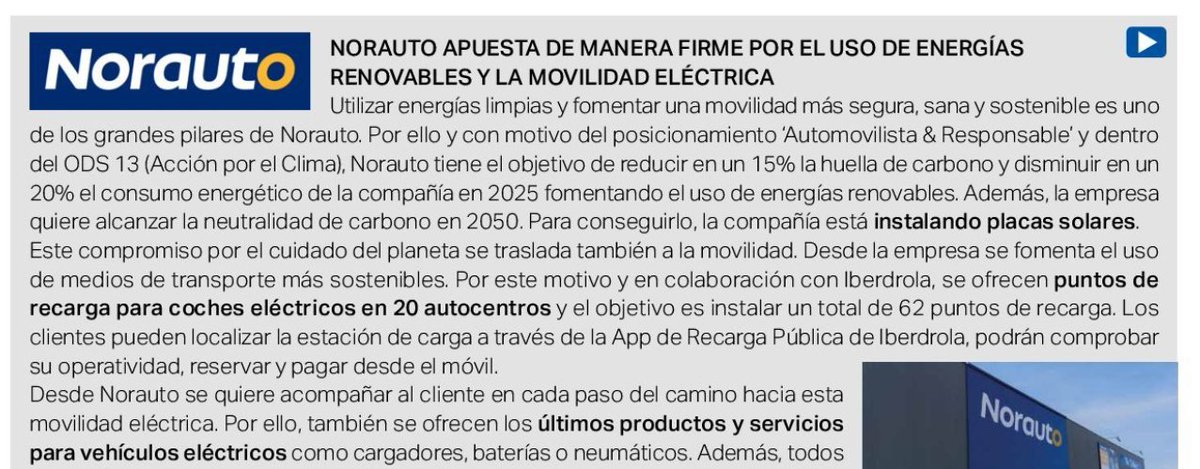 🌱 @NorautoEspana  instala placas solares y fomenta la #MovilidadEléctrica. Apuntan a reducir la huella de #carbono en un 15% para 2025. Conoce más sobre su camino hacia la neutralidad de carbono en el #AnuarioCorresponsables2024 👉 tinyurl.com/3djppuyv