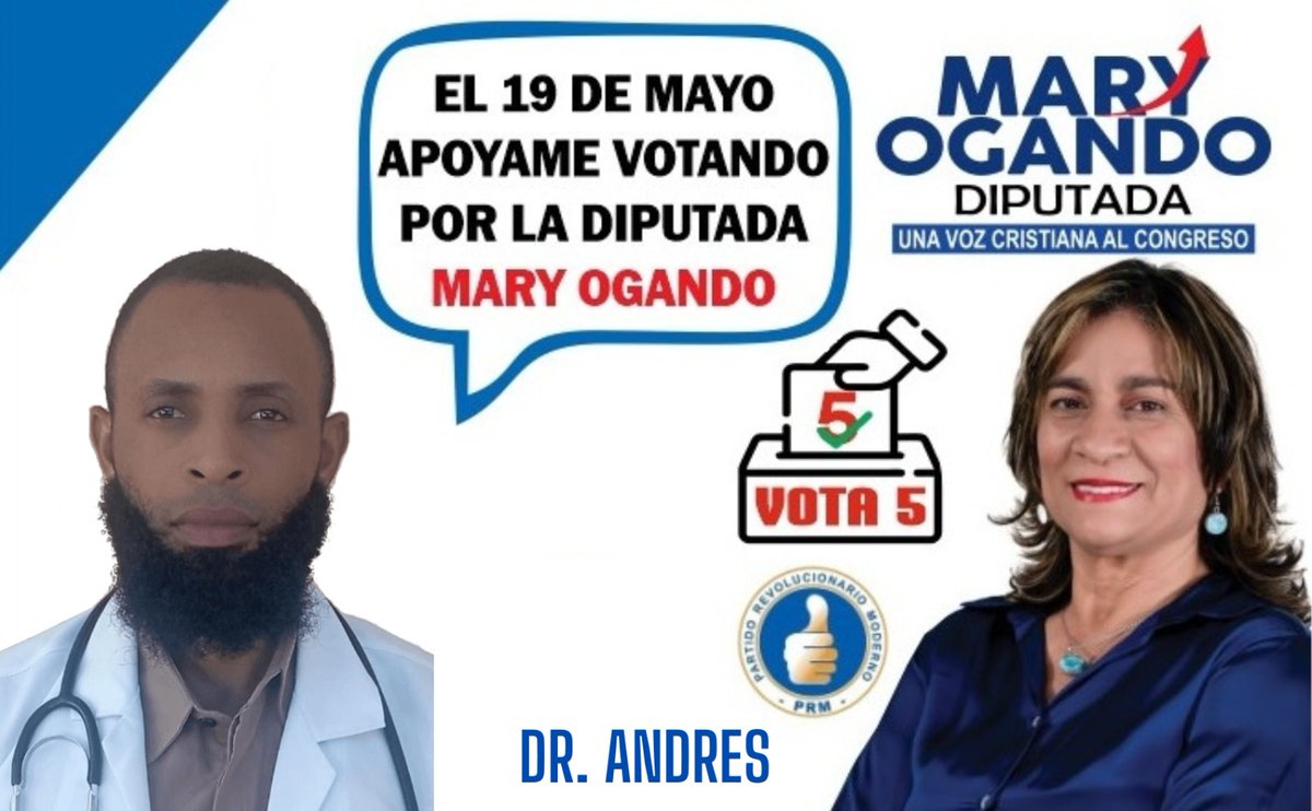 DrPrecierAndre's tweet photo. Saludos a todos y todas! Vamos apoyar a Mary Ogando , la candidata Diputada por la Circunscripción #2 del Distrito Nacional.
Comparta  #Una #Voz #Cristiana #Al #Congreso https://t.co/mStcV96H53