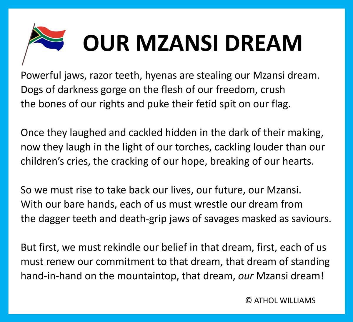 athol_williams's tweet photo. A poem for South Africa https://t.co/DS79FpveZf