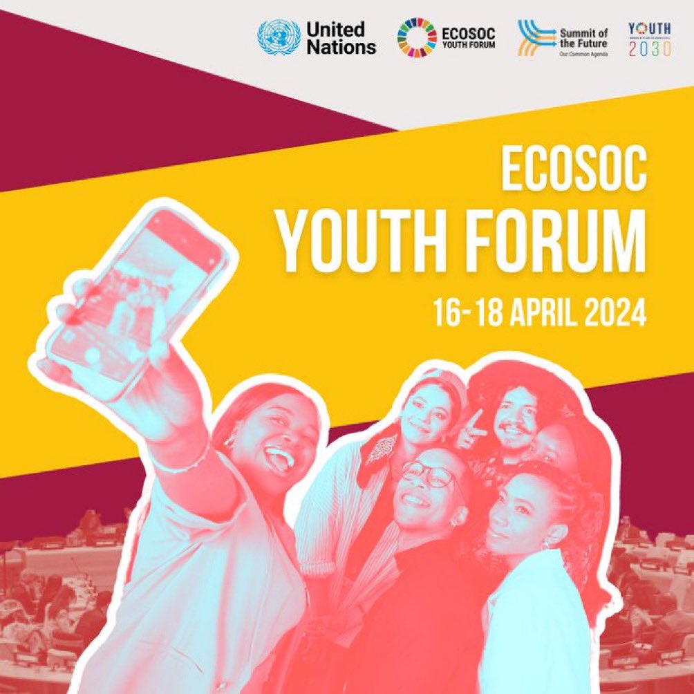 🌟Are you ready for the @UNECOSOC Youth Forum🌟 We can’t wait for it to officially start today! 📺 Join us live as we hear from youth leaders and engage in critical conversations on the #GlobalGoals: webtv.un.org/en/asset/k16/k…
