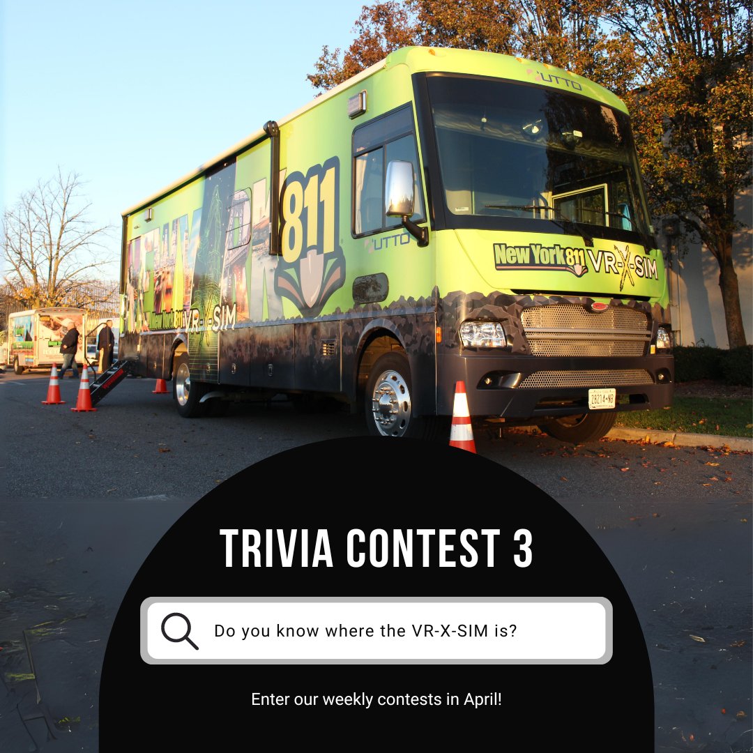NewYork811's tweet photo. 🎉 Ready for Week 3 of our NY 811 Contest? 🎉 Our VR-X SIM is on the move again. Guess the location in the link below and for your chance to win! https://t.co/ORulwBNFxt #NY811Contest #NSDM #SafeDiggingMonth #TriviaTime https://t.co/NzbHZEf9VI