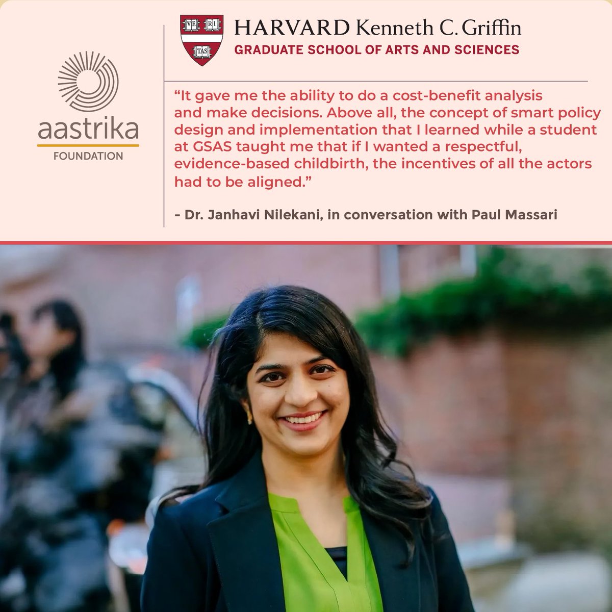 An incredible feature covered by the Harvard Kenneth C. Griffin Graduate School of Arts and Sciences @HarvardGSAS our Founder and Chairperson, Dr Janhavi Nilekani's @JanhaviNilekani journey and Aastrika's mission!