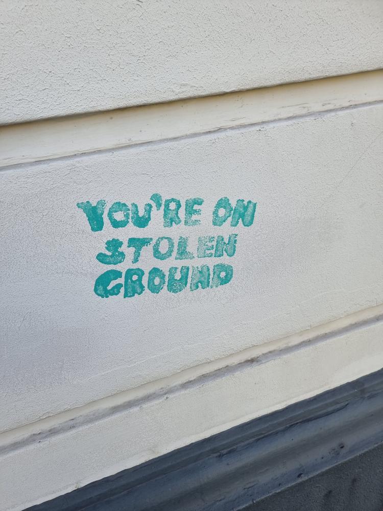 'You're on stolen ground'
Stencil spotted in Launceston, Tasmania