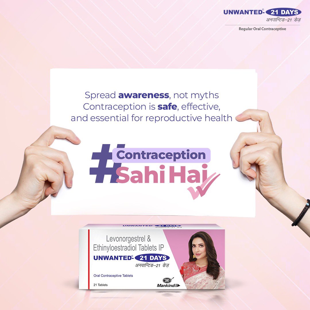 From ensuring family planning to empowering individuals to make informed decisions about their bodies, contraception plays an important role.

#PregnancyByChoice #FreedomOfChoice #Freedom #Choice #Unwanted21Days #Planning #ContraceptionSahiHai