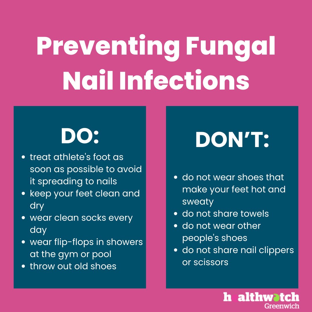 Dos and Don'ts: Preventing Fungal Nail Infections Fungal nail infections are common. There are actions that can be taken to avoid a fungal nail infection. Learn about ways to prevent fungal nail infections. #HealthwatchGreenwich #PublicHealth #FungalNailInfection #HealthAdvice