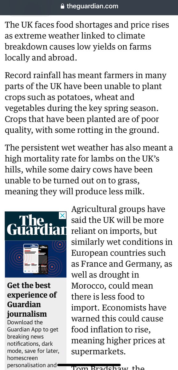 UK facing food shortages and price rises after extreme weather theguardian.com/environment/20…