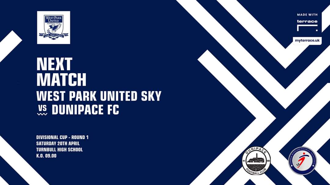 Divisional Cup starts this weekend with an early kick off at home to Dunipace FC. The boys of both teams played a fantastic, tough game the last time they met. Hopefully more of the same this time. Lets keep it about the boys and the football #monthepark