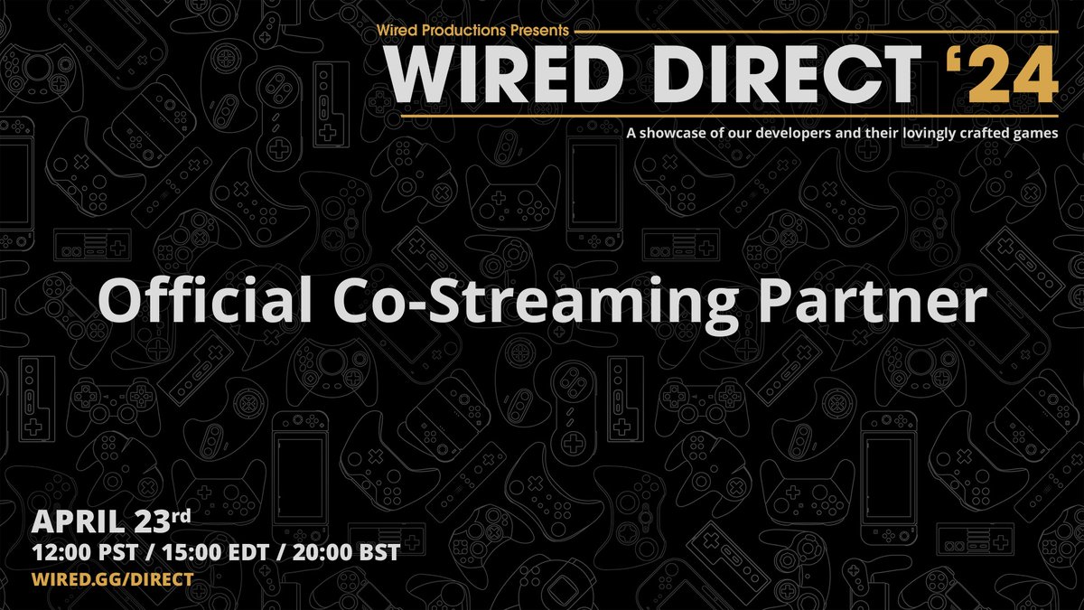 Well well well we are now the official co-streamer of #Wireddirect24
Hop on my stream on April 23rd to watch some amazing indie games announcement and an update on @GoriCarnage 😉 which I am genuinely excited about and much more 
#wiredcreator
