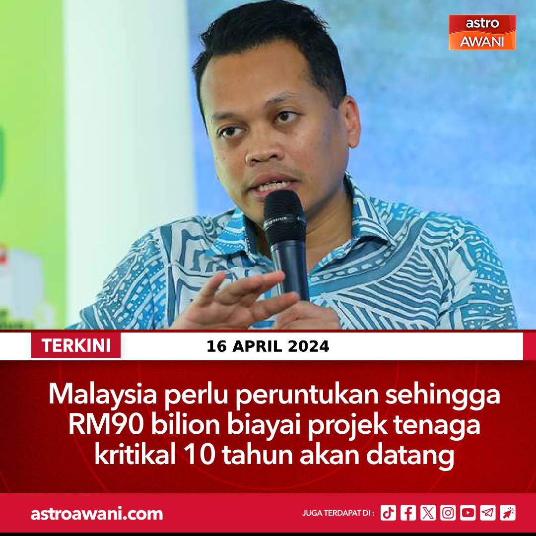 Malaysia memerlukan peruntukan sebanyak RM60 bilion hingga RM90 bilion untuk membiayai projek kritikal melibatkan peralihan tenaga dalam tempoh 10 tahun akan datang, kata Menteri Sumber Asli dan Kelestarian Alam Nik Nazmi Nik Ahmad. Beliau berkata keperluan itu merangkumi…