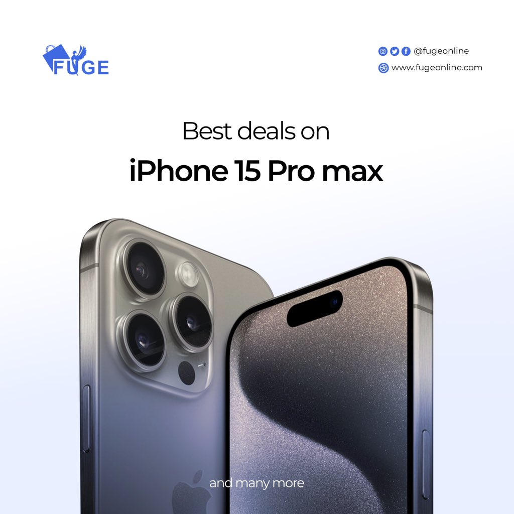 fugeonline's tweet photo. Best deals on 15 Pro max and many more. 

ORDER NOW 

Visit @fugeonline to shop
For enquiries WhatsApp (09135000042) 

#fugeonline #shopwithfuge #explore https://t.co/utmsy5u3uD