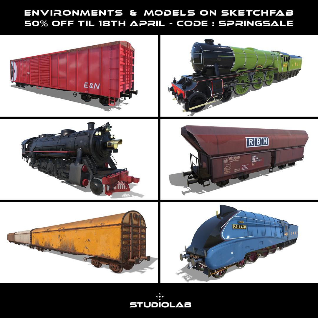 studiolabdev's tweet photo. #Trains all 50% off SPRINGSALE on #Sketchfab
#3d Previews on
https://t.co/EVKOGr2MWQ
#GameDevs #3dAnimation #DigitalArt #GameDesign #MadeWithUnity #UnrealEngine5 #3dFilmmaking #MediaProduction #AugmentedReality #VisionPro #GodotEngine #IndieDev #MetaQuest3 #Blender #CGI #3dCG https://t.co/Z9jjfxBUak