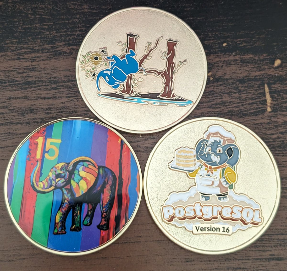 My Postgres contributor coin collection is slowly growing. I'm already excitedly waiting for my PG17 coin.