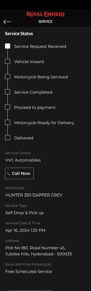 Illuminitus's tweet photo. @royalenfield Fake Service Scam? 
My bike is currently in Gurgaon while i have received a service bill issued on my name for my hunter350 in Hyderabad. The free service has been exhausted without any service being done. Shame on RE service #fakeservice #RoyalEnfield #vvchyderbad https://t.co/XCi0pVPzBM