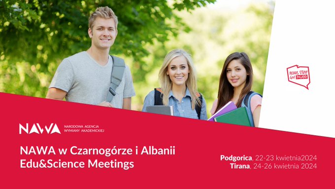 PLinCrnaGora's tweet photo. 📢 NAWA 🇵🇱 u 🇲🇪, 22-23. april! 👩‍🎓🧑‍🎓

🇲🇪 U okviru serije Edu&amp;Science Meetings, 
@NAWAPoland će upoznati studente univerziteta u #Podgorica sa svojim programima.

📢 Promovisaće Banach NAWA program i #CEEPUS mrežu. 

Pozivamo vas da pratite NAWA aktivnosti na društvenim mrežama! https://t.co/FHQ5SRJT8q
