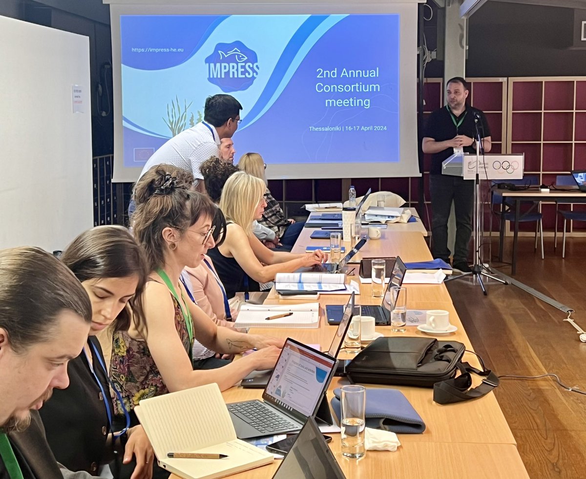 FoodscaleHub's tweet image. 🐟 The 2nd Annual Consortium Meeting of the @IMPRESS_EU Project started in Thessaloniki, hosted by @FoodscaleHub Greece. IMPRESS partners from 7 countries will showcase achievements and outline future endeavors over two days. #IMPRESS #HorizonEU #ResearchImpact #Thessaloniki