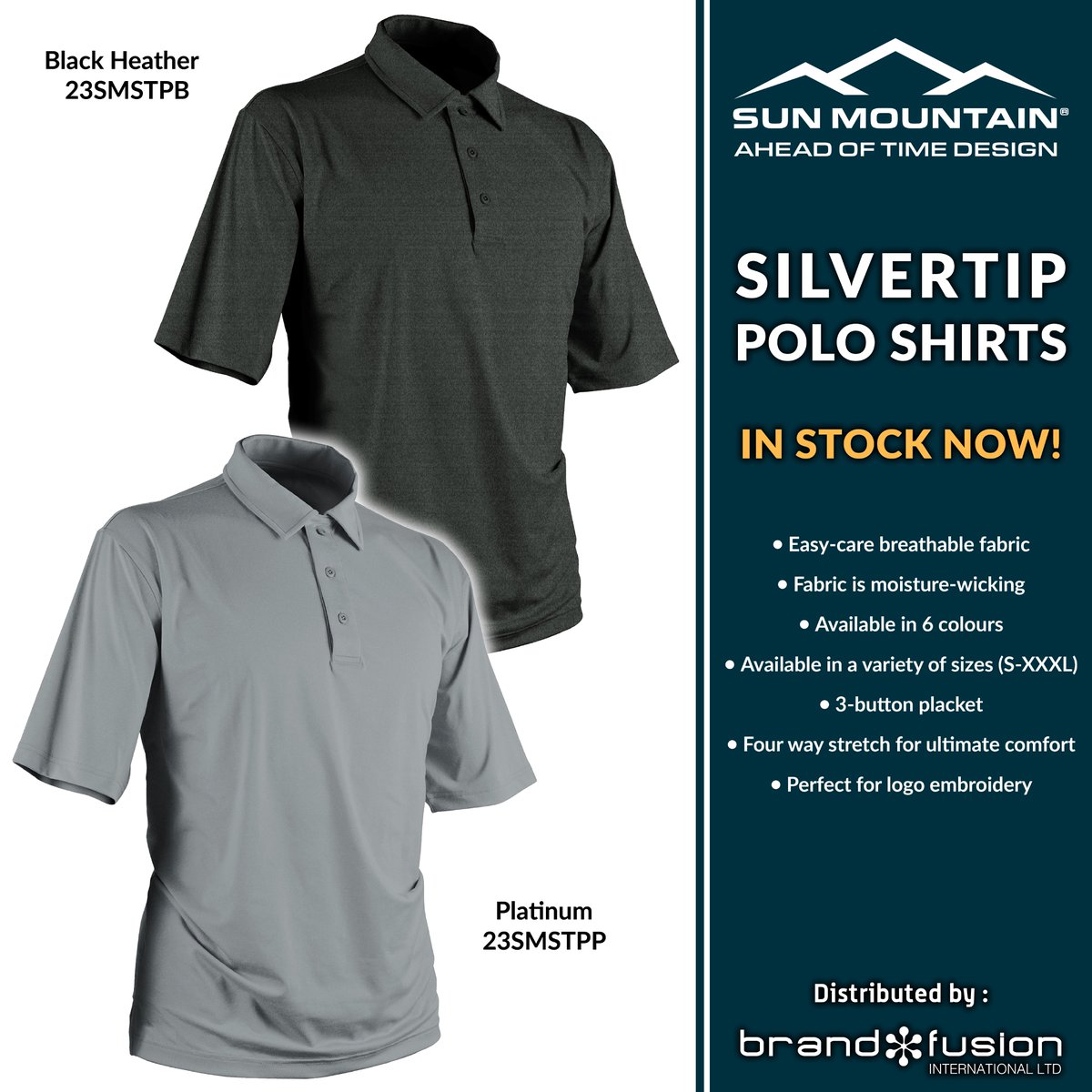 Silvertip Polo shirts from Sun Mountain
In stock now in 6 colours - The perfect shirt for embroidery with your club logo
- Easy-care, breathable, moisture-wicking fabric
- Four way stretch for ultimate comfort
#sunmountain #polo #poloshirt #golfshirt #embroidery #golf #ukgolf