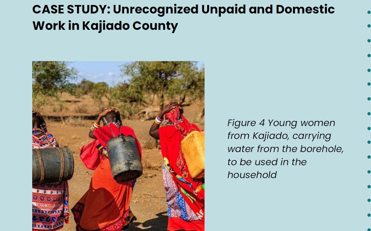 Unpaid care work in Kajiado County puts women and girls at risk during droughts according to @WRA_K report. Walking long distances for water exposes them to danger. Let's address this urgent issue to ensure their safety and well-being! @KajiadoGov #WhatWomenWant