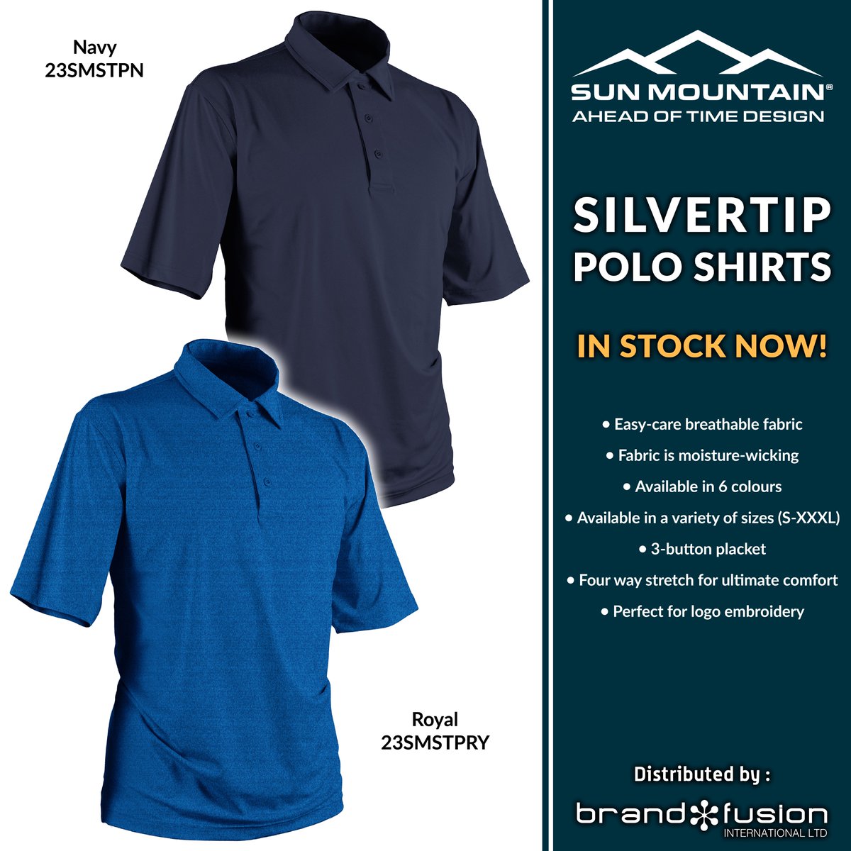 Silvertip Polo shirts from Sun Mountain In stock now in 6 colours - The perfect shirt for embroidery with your club logo - Easy-care, breathable, moisture-wicking fabric - Four way stretch for ultimate comfort #sunmountain #polo #poloshirt #golfshirt #embroidery #golf #ukgolf