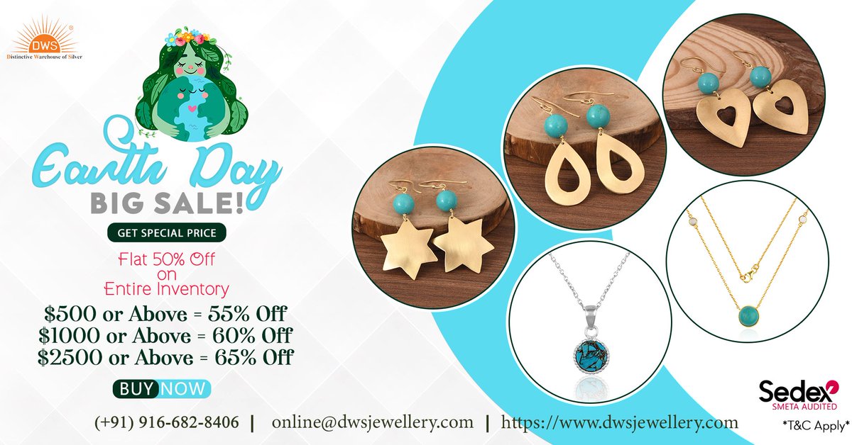 Celebrate Earth Day with DWS Jewellery and save up to 65% on stunning pieces! 🌍💍Don't miss out on this amazing #sale! 
dwsjewellery.com/earth-day.html
#EarthDay #JewelrySale #offfer #jewelrymanufacturer