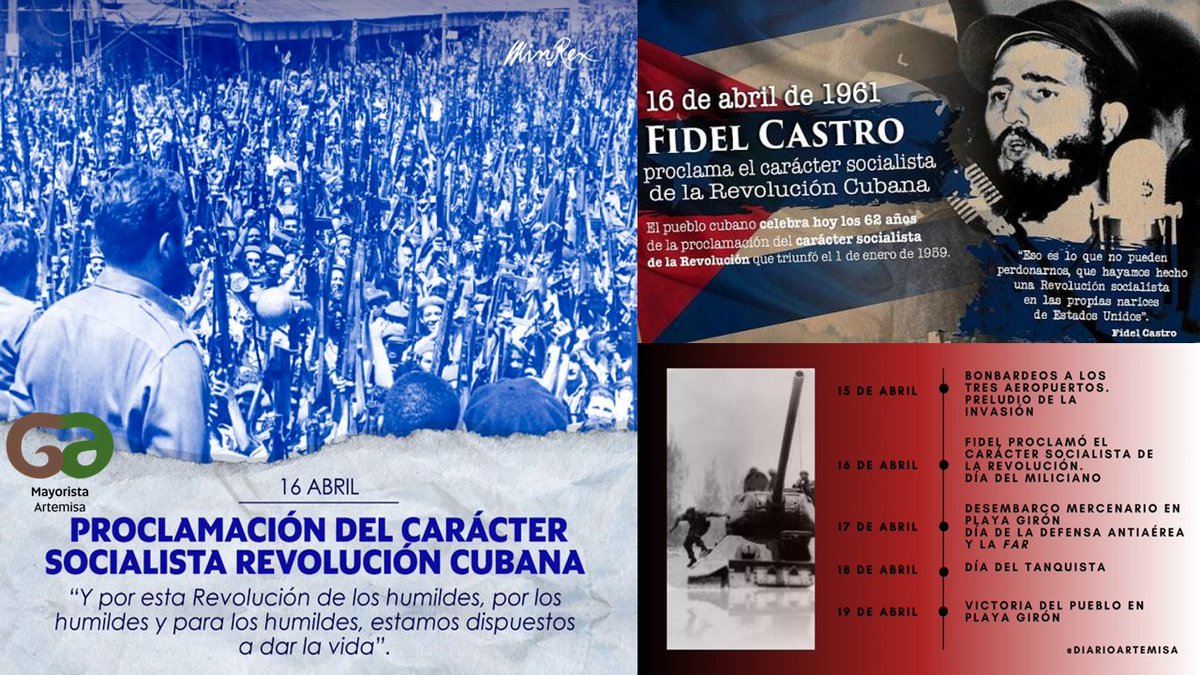 Recordamos hoy la declaración del carácter Socialista de la Revolución cubana #Cuba #EstaEsLaRevolución #ArtemisaJuntosSomosMás #MayoristaArtemisa
@IleanaMayorista
<a href="/GrupoAlimentos/">Grupo de Alimentos</a>
<a href="/BetsyDazVelzqu2/">Betsy Díaz Velázquez</a>
<a href="/GladysArtemisa/">Gladys Martínez Verdecia</a>
<a href="/RicardoArtemisa/">Ricardo Concepción Rodríguez</a>