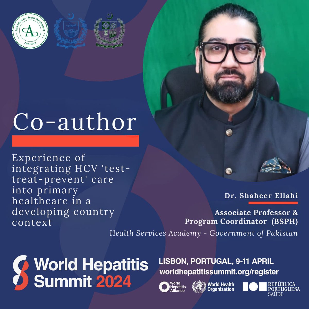 Dr. Shaheer Ellahi, Assoc. Prof & Program Coordinator BSPH, co-authored a study presented by the Association for Social Development at the World Hepatitis Summit in Lisbon, Portugal. Organized by the World Hepatitis Alliance, supported by the Ministry of Health in Portugal.