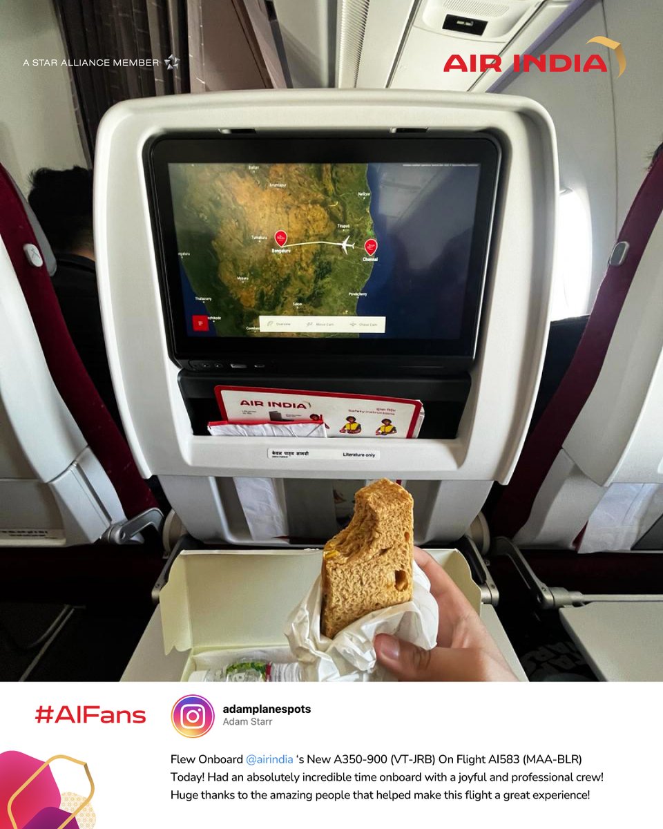 We appreciate your kind words and are thrilled to have made your MAA-BLR journey special! See you on board soon.

Instagram ID: adamplanespots

#FlyAI #AirIndia #AIFans