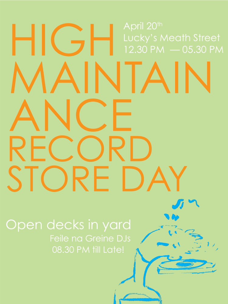 Hello Dublin Excited to join all our friends in Lucky's this Saturday for Record Store Day. We'll be selling some merch until 5:30pm & then DJing from 8:30pm til late! PS. If anyone has floors/couches for 4 nice & quiet people, we will repay you in 4 pints xo