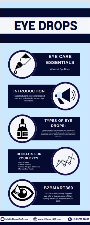 Discover superior eye care solutions at B2BMart360 with our curated range of high-quality eye drops. Refresh and revitalize your eyes effortlessly. 
For more information
📷 b2bmart360.com/browse/eye-drop
📷+91 8375098857, +91 7303098360
📷 info@b2bmart360.com
#b2bmart360 #b2bmarketing