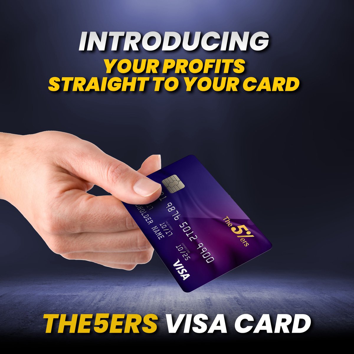 The5ers VISA Card 

We are excited to introduce The Future of Trading Payments - Get your profits directly into your pocket.

Endless benefits: 

🎯 Instant Spending
🪪 Pay anywhere
💳 Contactless/POS Payments
💸 ATM Cash Withdrawals
🌍 Worldwide Card Payments
🔐 Enhanced