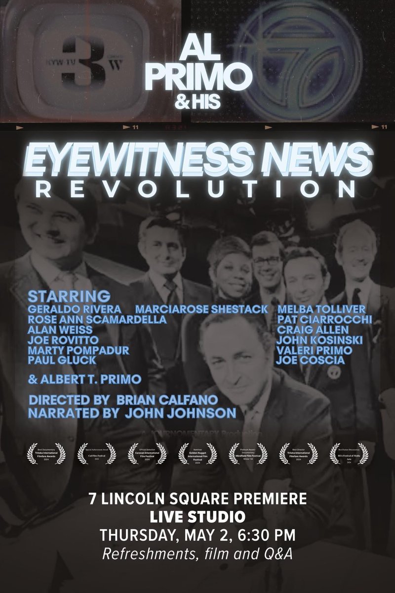 cbkmediamgt's tweet photo. The awards just keep pouring in for client @BCalfano and his documentary “Al Primo &amp; His Eyewitness News Revolution”.  Two more awards in the last two weeks brings Brian’s total to 9 awards. Congratulations Brian! 
#AlPrimo
#Documentary 
#AwardWinningProducer 
#TeamCBK https://t.co/RxntjvtYLw