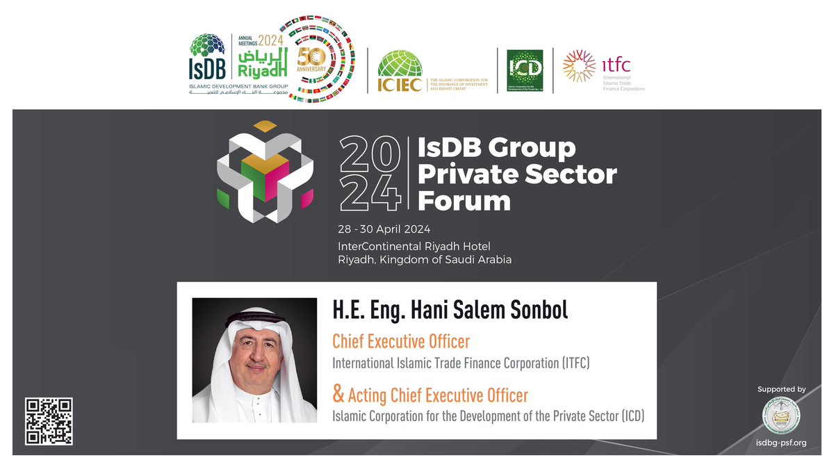 Meet our esteemed speaker, Eng. Hani Salem Sonbol, CEO of @ITFCCORP & Acting CEO of @ICD_PS, at PSF 2024, hosted at the InterContinental Riyadh Hotel, KSA, from 28-30 April 2024. Explore the schedule & topics by visiting: isdbg-psf.org #IsDBG_PSF