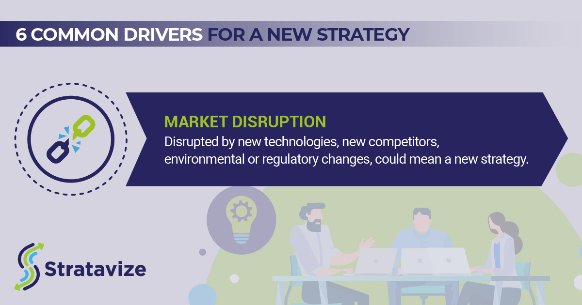 stratavize's tweet photo. One common driver of a new strategy may be if your company has a major industry change by new competitors or new technology. 

Click the link to read more about the 6 common drivers that may indicate its time for a new business strategy. https://t.co/jarxZRkJsl https://t.co/F3bRMK3k9g