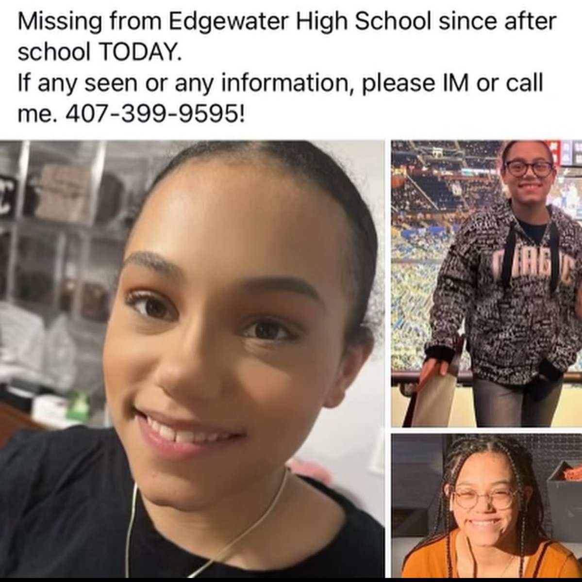 Let’s help find her!! #MissingKidAlert  this is near my neighborhood.. i pass this high school a lot!! Let’s help bring her home #missing