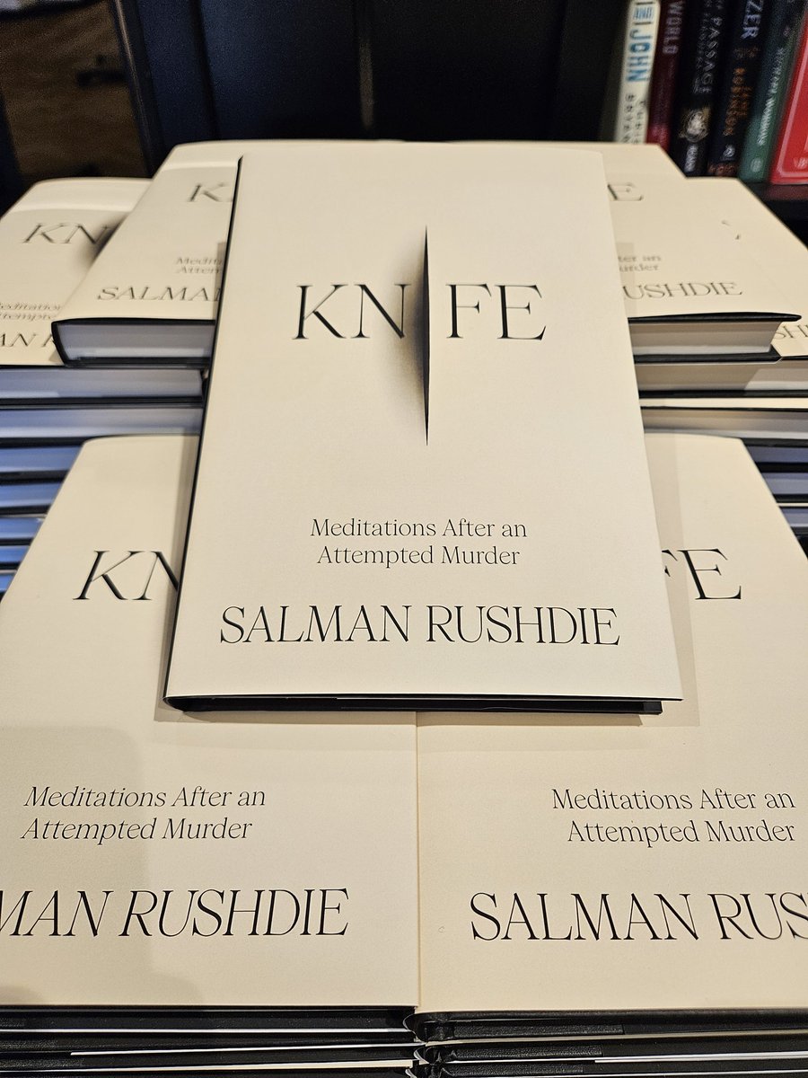 New in: Knife by Salman Rushdie 

From internationally renowned writer and Booker Prize winner Salman Rushdie, a searing, deeply personal account of enduring - and surviving - an attempt on his life thirty years after the fatwa that was ordered against him.

#waterstonesislington