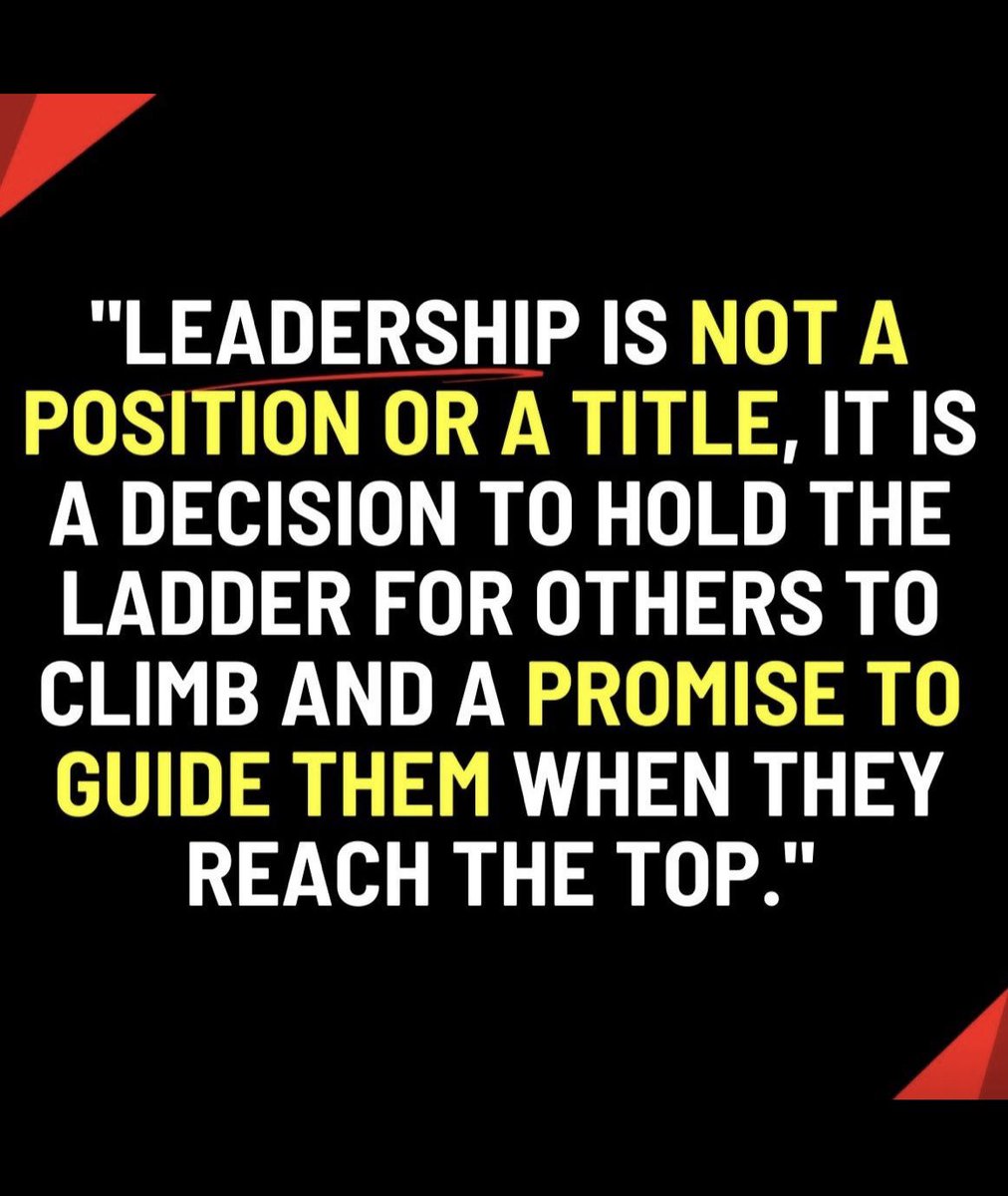 TonyaPortis_'s tweet photo. Tuesday Thoughts 

Leadership isn't a crown worn but a ladder held. Raise others up, and in turn, ascend to new leadership heights together. #Leaders https://t.co/J0lOMgesOM