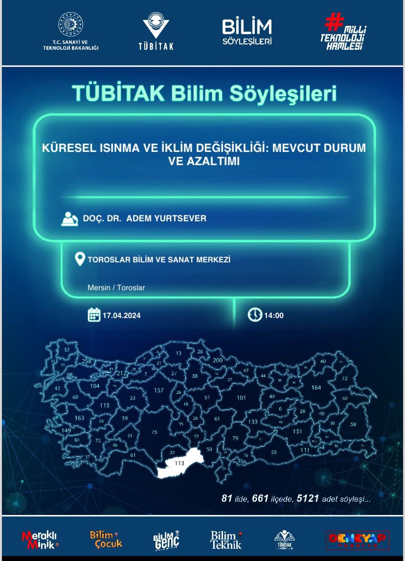 ToroslarBilsem's tweet photo. TÜBİTAK Bilim Söyleşileri kapsamında Sn. Doç. Dr. Adem YURTSEVER öğrenci, öğretmen ve velilerimizle bir araya gelecek.

📆 17 Nisan Çarşamba
⏰ 14:00

@erdalkilinc27 @bilsemmeb @Tubitak @fazilet_durmus @OguzhanTulucu @MersinMEM @toroslarmem https://t.co/CASh0nwxPC