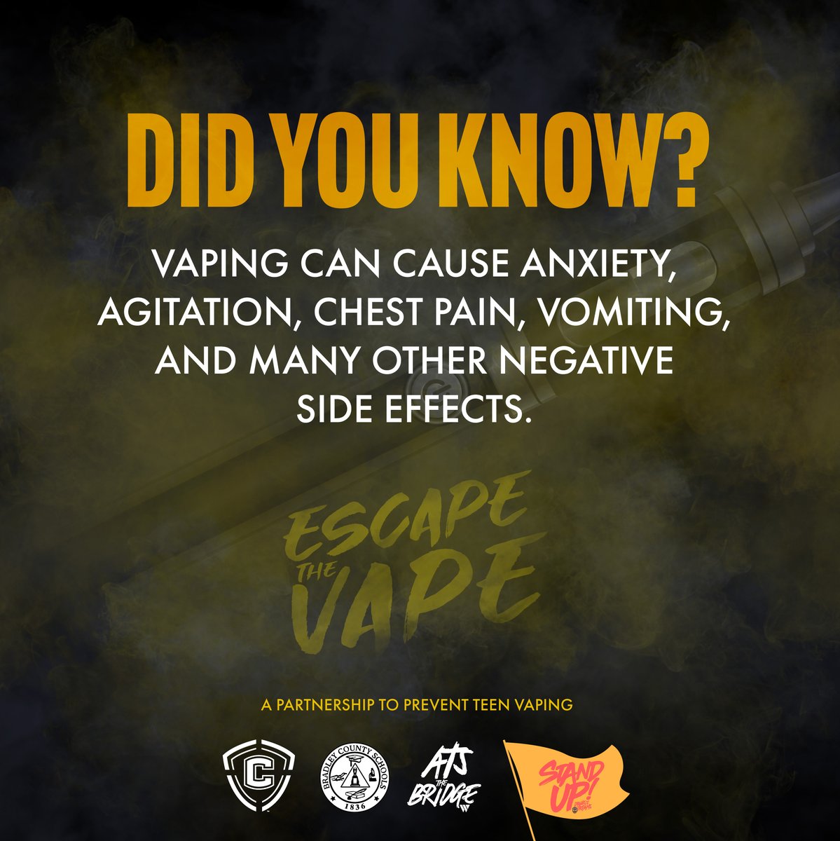 🚭⚠️ Vaping might seem harmless, but it can come with a host of negative side effects. From anxiety and agitation to chest pain and vomiting, the impacts on our health can be serious. It's crucial to be aware of the risks associated with vaping and prioritize our well-being.