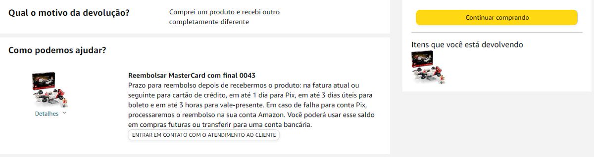 lfnferreira's tweet photo. @AmazonHelp Após dar o nome do produto que recebi vai para essa página e não sai disso. Não tem como finalizar a devolução. https://t.co/kHPBJo3lp0