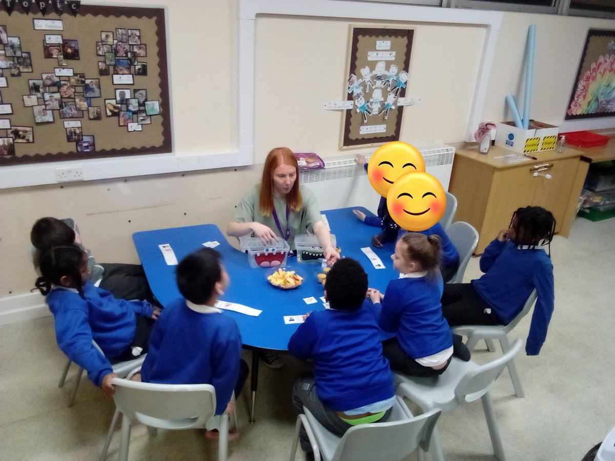 Lilliestop's tweet photo. Lilies enjoyed some sensory food play this afternoon feeding the monsters different healthy and unhealthy foods 🍍🥭🍪 @Topcliffeschool https://t.co/BALW86KOvA