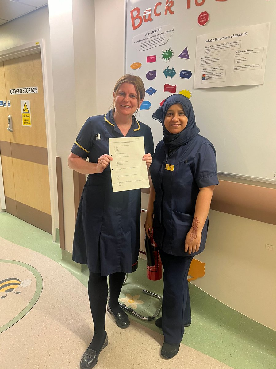 It is NAAS focus week here on The Children's Unit @OldhamCO_NHS! We are talking all things NAAS and our brilliant Band 6 team are leading the way! Lead Nurse Charlotte was delighted to get top marks on Sister Shami's environmental safety quiz! @charlieh21uk @LucyLees