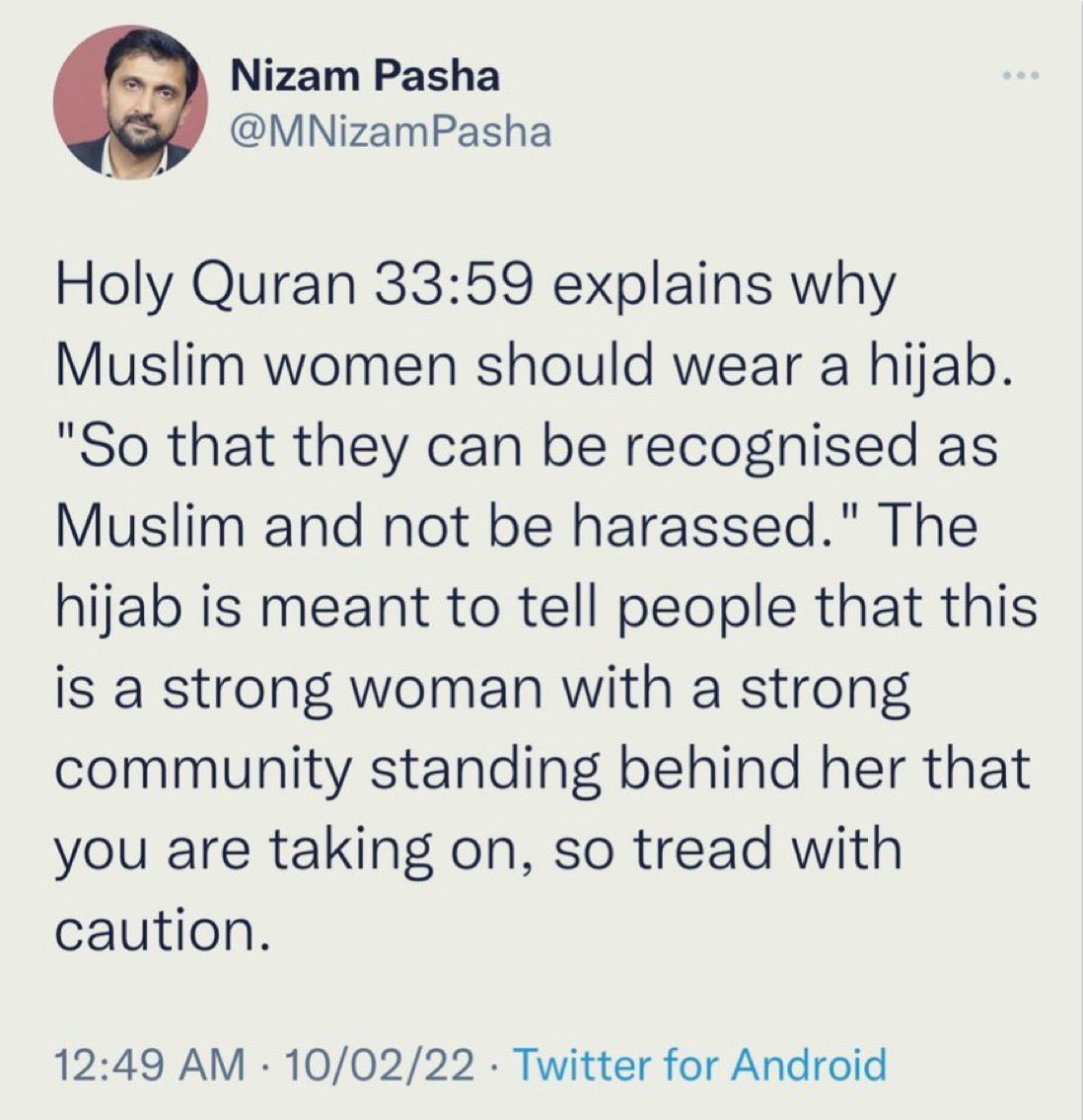 Meet Nizam Pasha. Was one of the lawyers arguing for hijab in state-run school Cited Q verse 33:59 to say hijab distinguishes Muslim women from others so molesters can spare them Today, he was appearing for a PIL selectively highlighting lynchings of Muslims when Supreme Court…