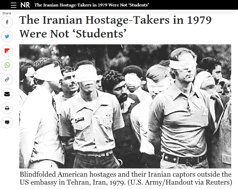 @visegrad24 @VikChatterjee For the history-challenged, one more forgotten lesson from 1979 on the Islamic Republic of Iran view of embassies and what they're good for. nationalreview.com/2019/11/irania…